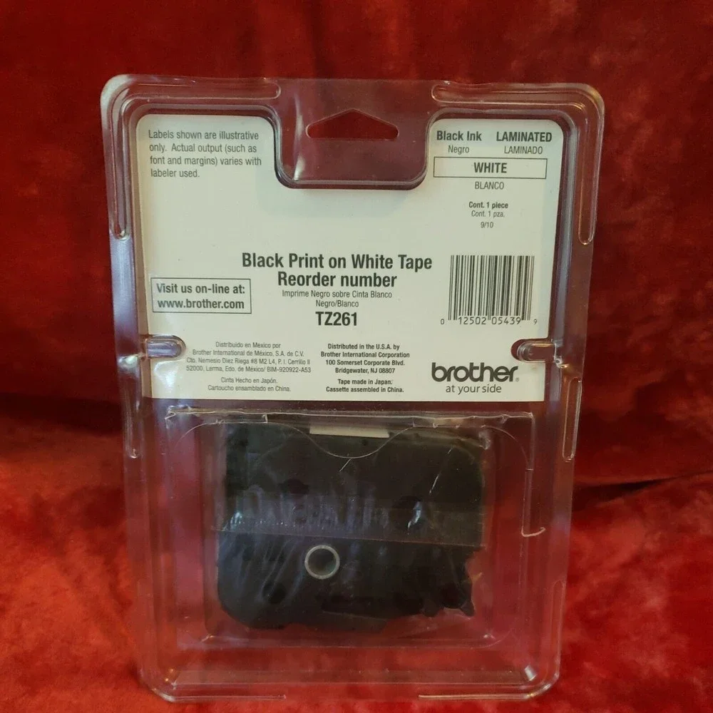 New BROTHER P-Touch TZ TAPE TZ-261 Black Print on White Tape ~ 1.4